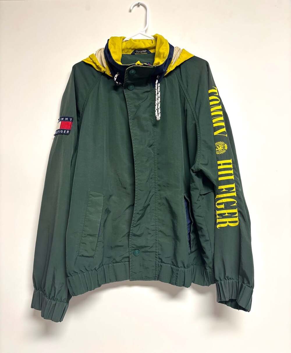 Tommy Hilfiger Windbreaker Jacket Size M Green Vintage 90s